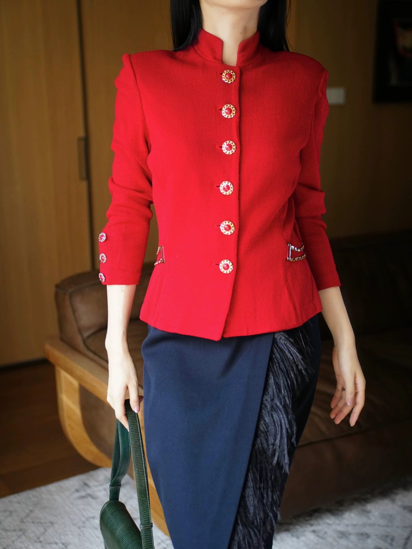 Vintage US Vintage Enamel Button Knit Sweater w/ Stretch US8 M/L Size M / US 6-8 / IT 42-44 - 3 Thumbnail