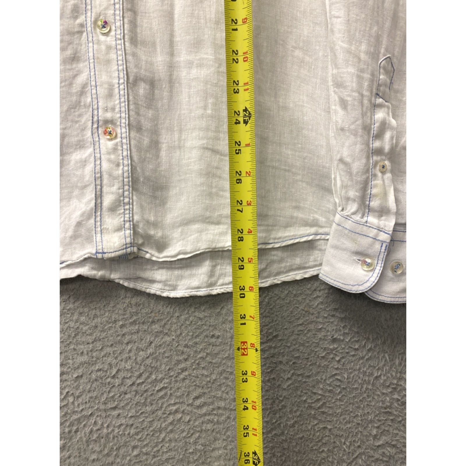 BUGATCHI Bugatchi Uomo Shirt Mens M White Linen Lightweight Button-Up Button-Down Size US M / EU 48-50 / 2 - 6 Thumbnail