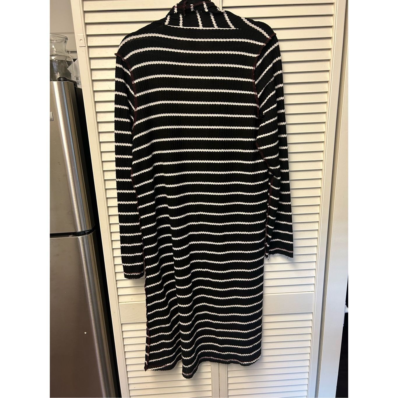 Other Day Trip (Buckle) Black White Stripe Cardigan Duster, Size X Size XL / US 12-14 / IT 48-50 - 7 Thumbnail