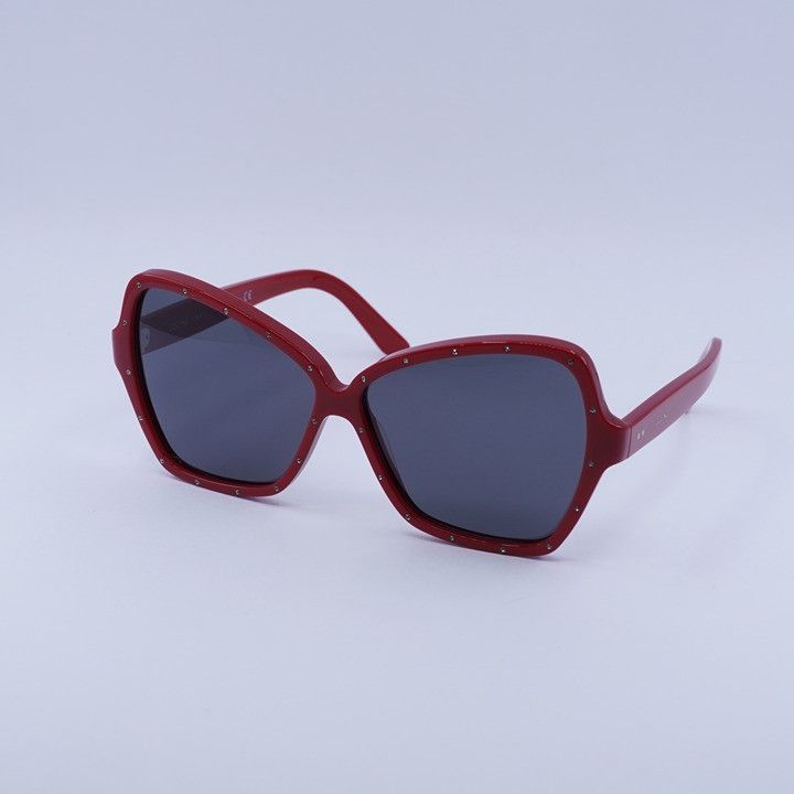 CELINE Red Acetate Crystal Butterfly Sunglasses CL4066IS Celine Sunglasses Butterfly Full Rim, Red Frame and Grey  main image 3