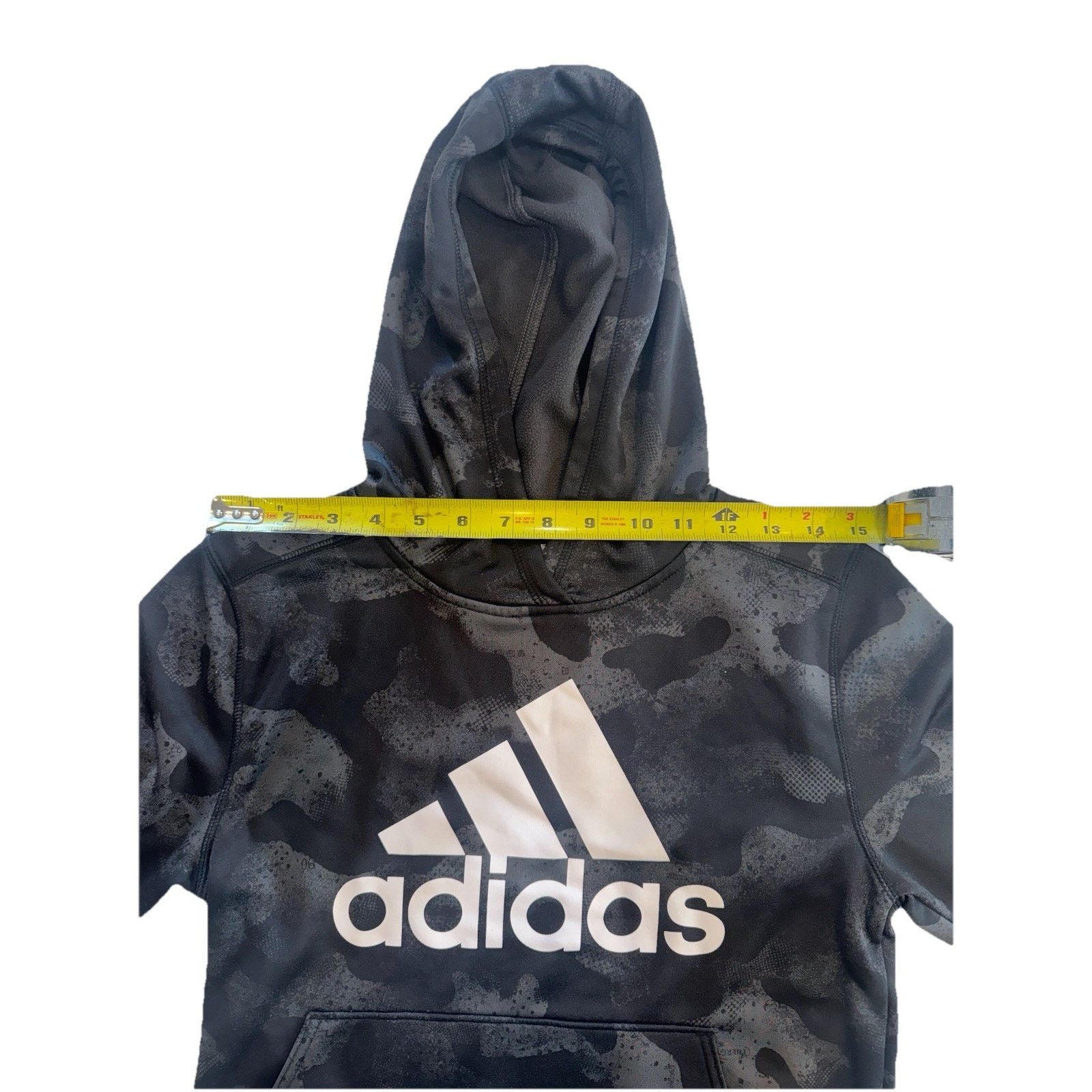 Adidas Boys Adidas Fleece Logo Gray Black Camo Hoodie M (10-12) Size US M / EU 48-50 / 2 - 4 Thumbnail