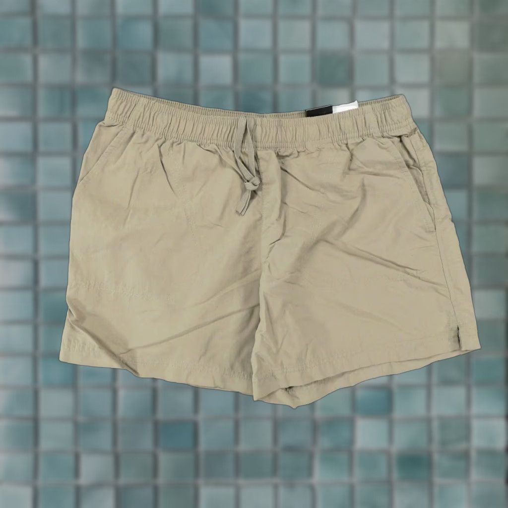 Vintage Columbia Shorts Womens Small Flat Front Khaki Lightweight Drawstring Size 29" - 1 Thumbnail