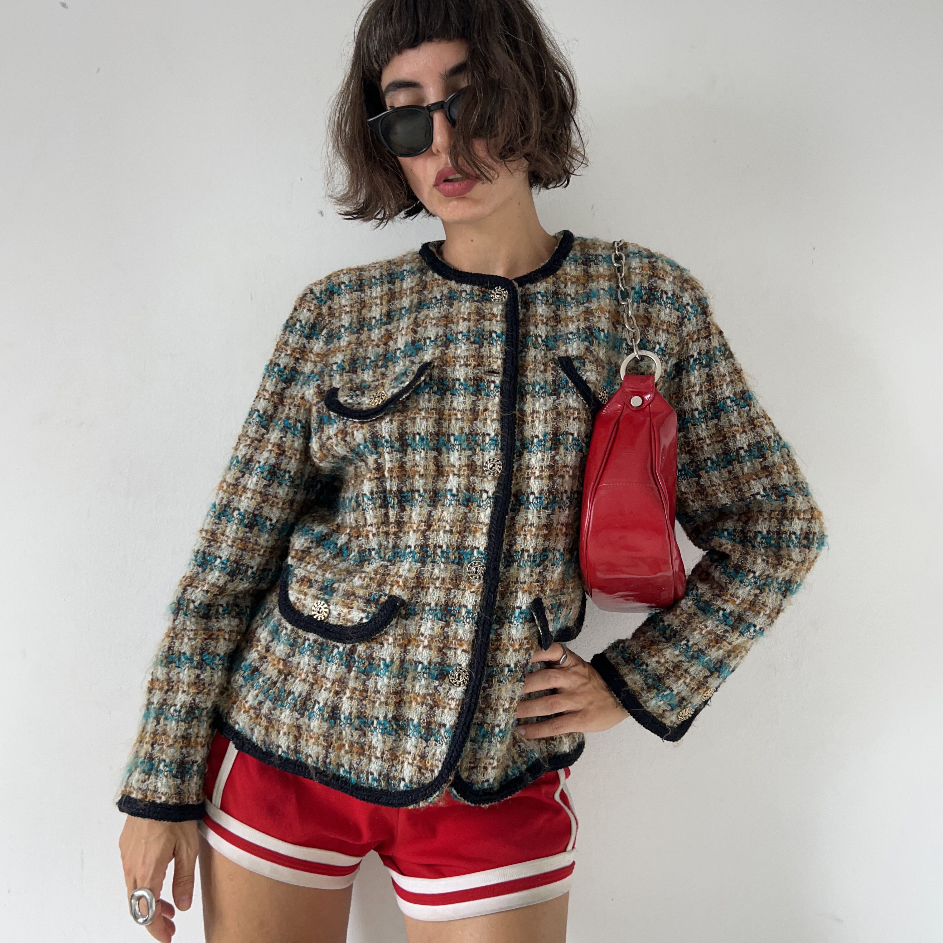 Vintage Vintage 90s Plaid Tweed Blazer Size L / US 10 / IT 46 - 5 Thumbnail