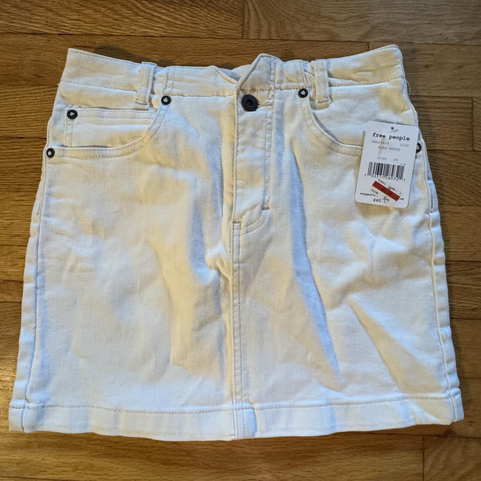 Free People New Free People We The Free White Denim Mini Skirt Size 26 Size 26" / US 2 / IT 38 - 1 Thumbnail