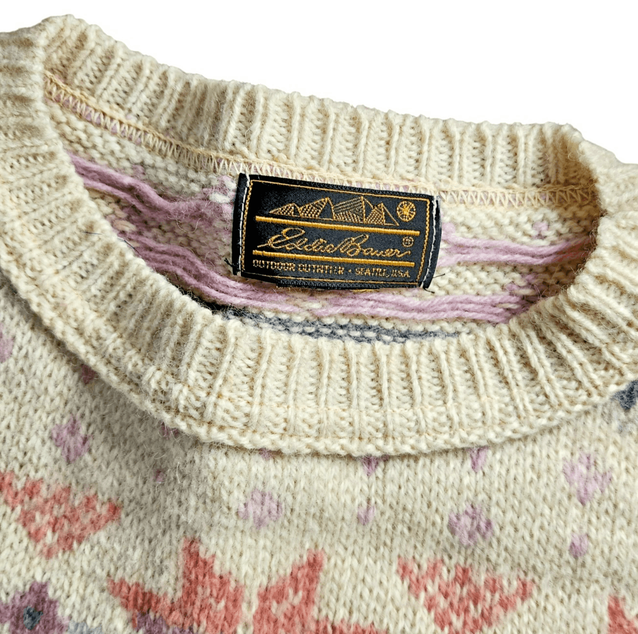 Eddie Bauer Eddie Bauer Vintage Wool Fair Isle Sweater Beige Made in USA Size US L / EU 52-54 / 3 - 2 Thumbnail
