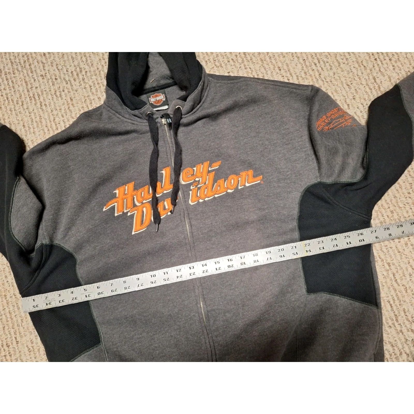 Harley Davidson VINTAGE Harley-Davidson Hoodie Pullover Two Tone Black XL Men Embroidered Pocket Hooded Zipper Size US XL / EU 56 / 4 - 3 Thumbnail