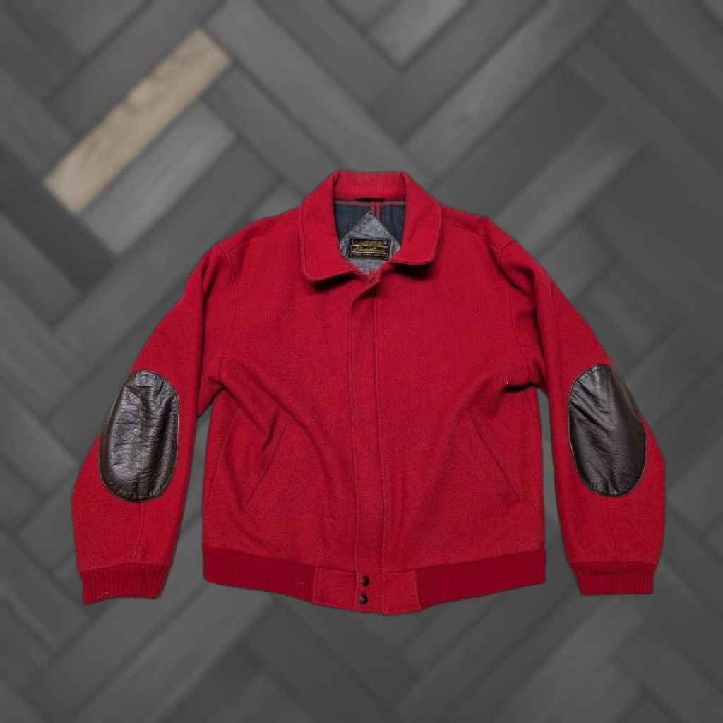 Eddie Bauer VINTAGE Eddie Bauer Wool BOMBER Jacket M Leather ELBOW PATCHES Red 42-44 Tweed Lined Zip Mens Size US M / EU 48-50 / 2 - 1 Thumbnail