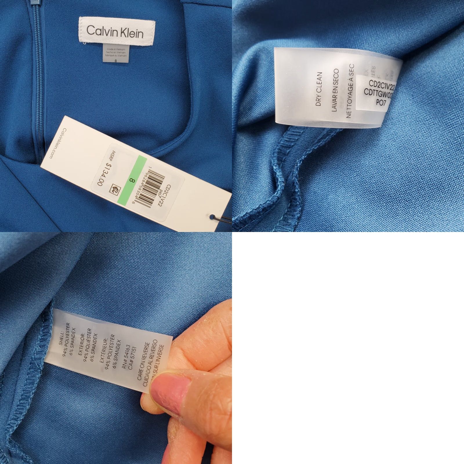 Calvin Klein Calvin Klein Wrap Dress Women Size 8 Blue Sleeveless Round Neck Zip Size M / US 6-8 / IT 42-44 - 8 Thumbnail