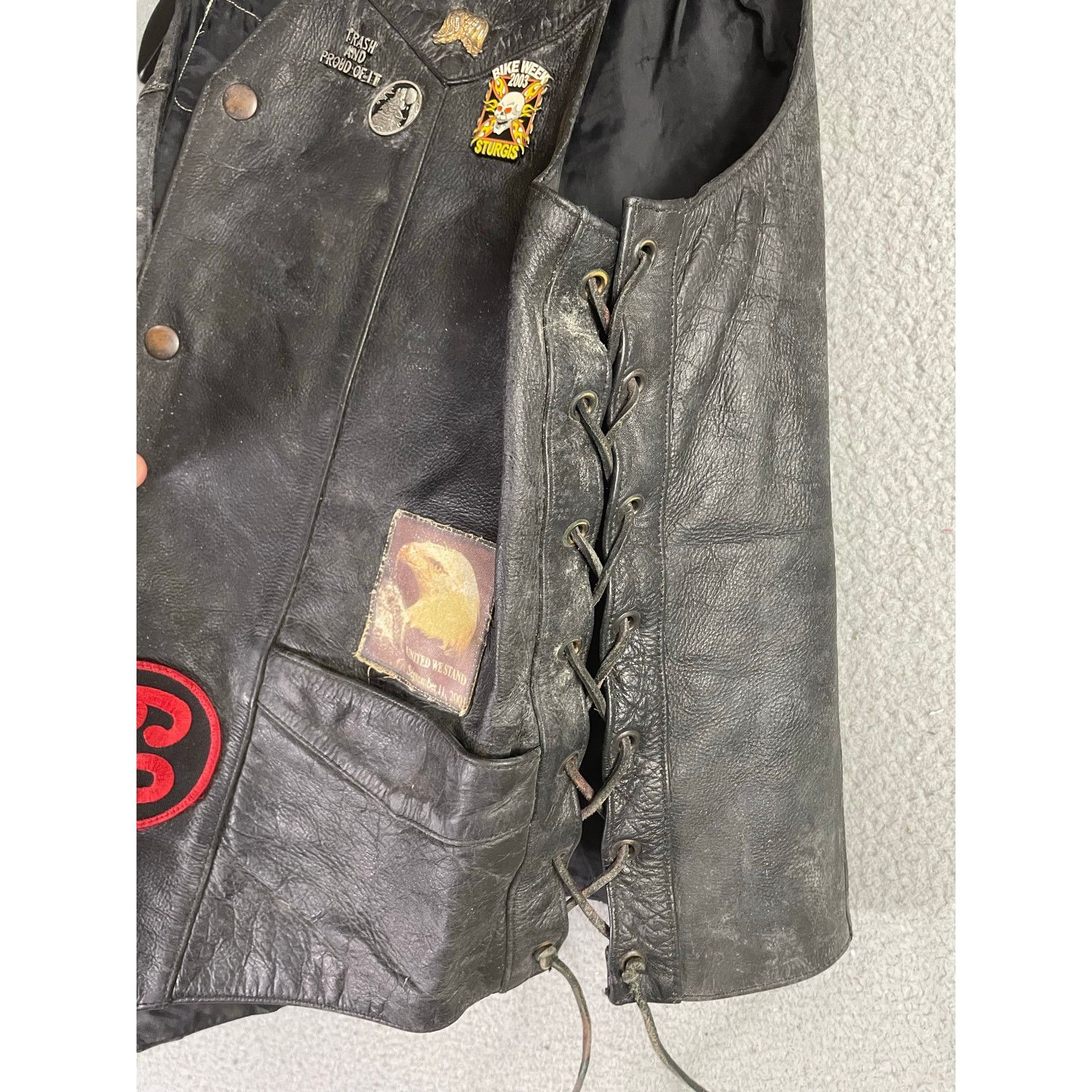 Fmc Vintage FMC Leather Biker Vest Size 40 Patched Sturgis Size US M / EU 48-50 / 2 - 13 Thumbnail