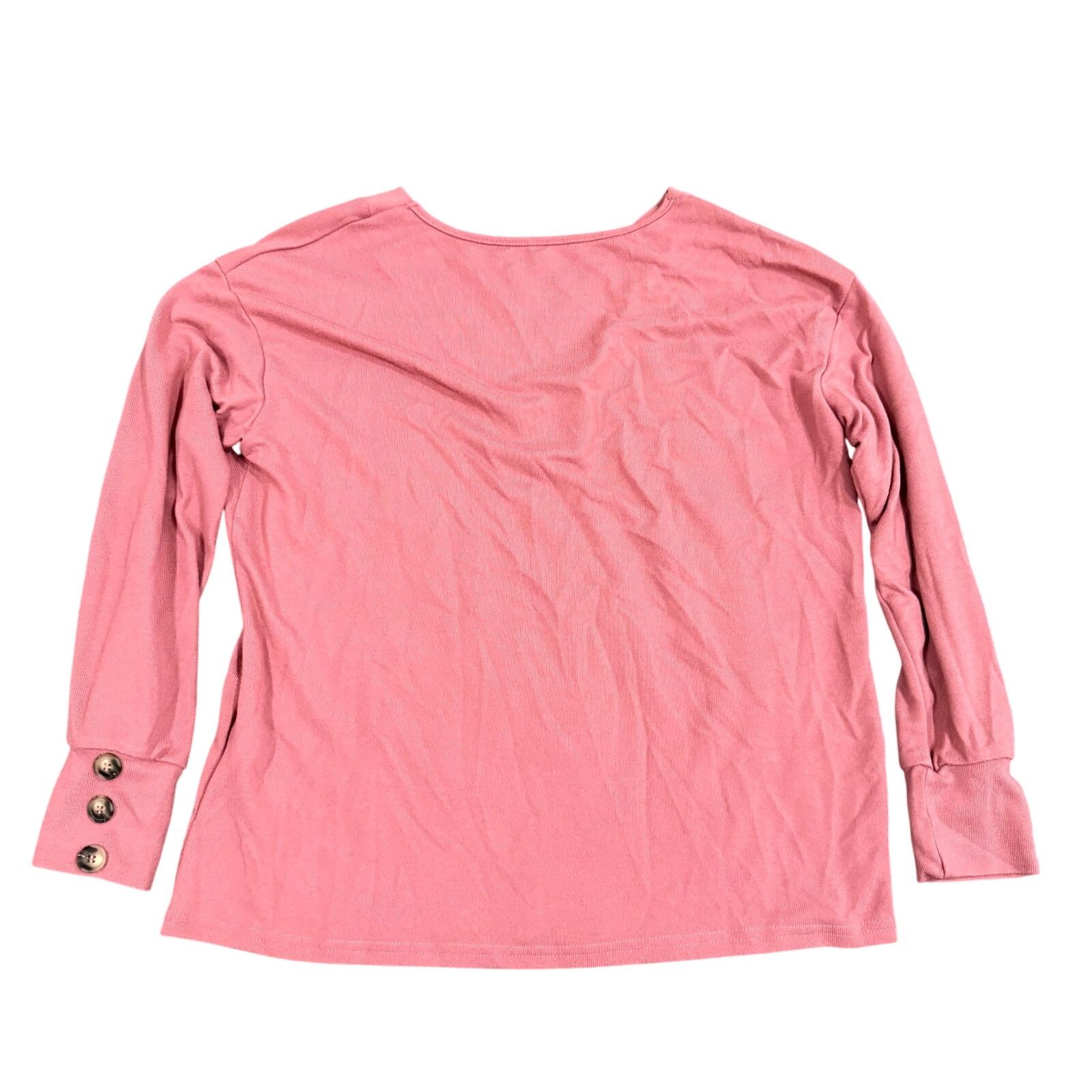 Shein Womens' V-Neck Sweater with Accent Buttons in Pink, Size L Size L / US 10 / IT 46 - 2 Thumbnail