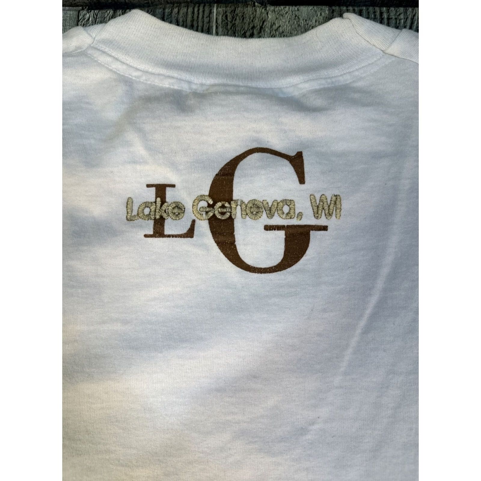 Fruit Of The Loom VINTAGE Lake Geneva WI T-Shirt XL White Fruit of the Loom BEST Logo Tee Mens Shirt Logo Wisconsin Locality Graphic Size US XL / EU 56 / 4 - 4 Thumbnail