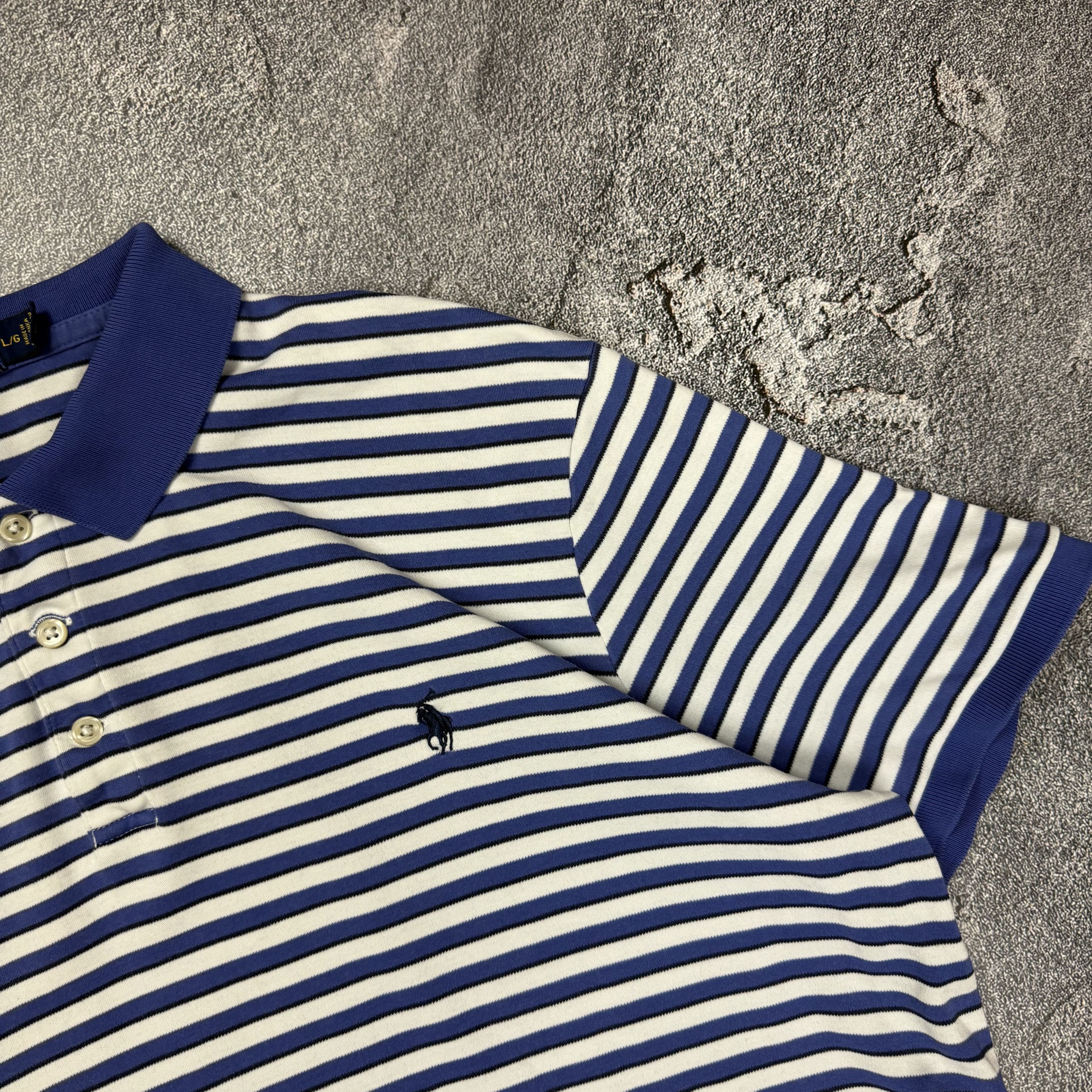 Polo Ralph Lauren Polo Ralph Lauren Blue Striped Polo Size US L / EU 52-54 / 3 - 2 Thumbnail