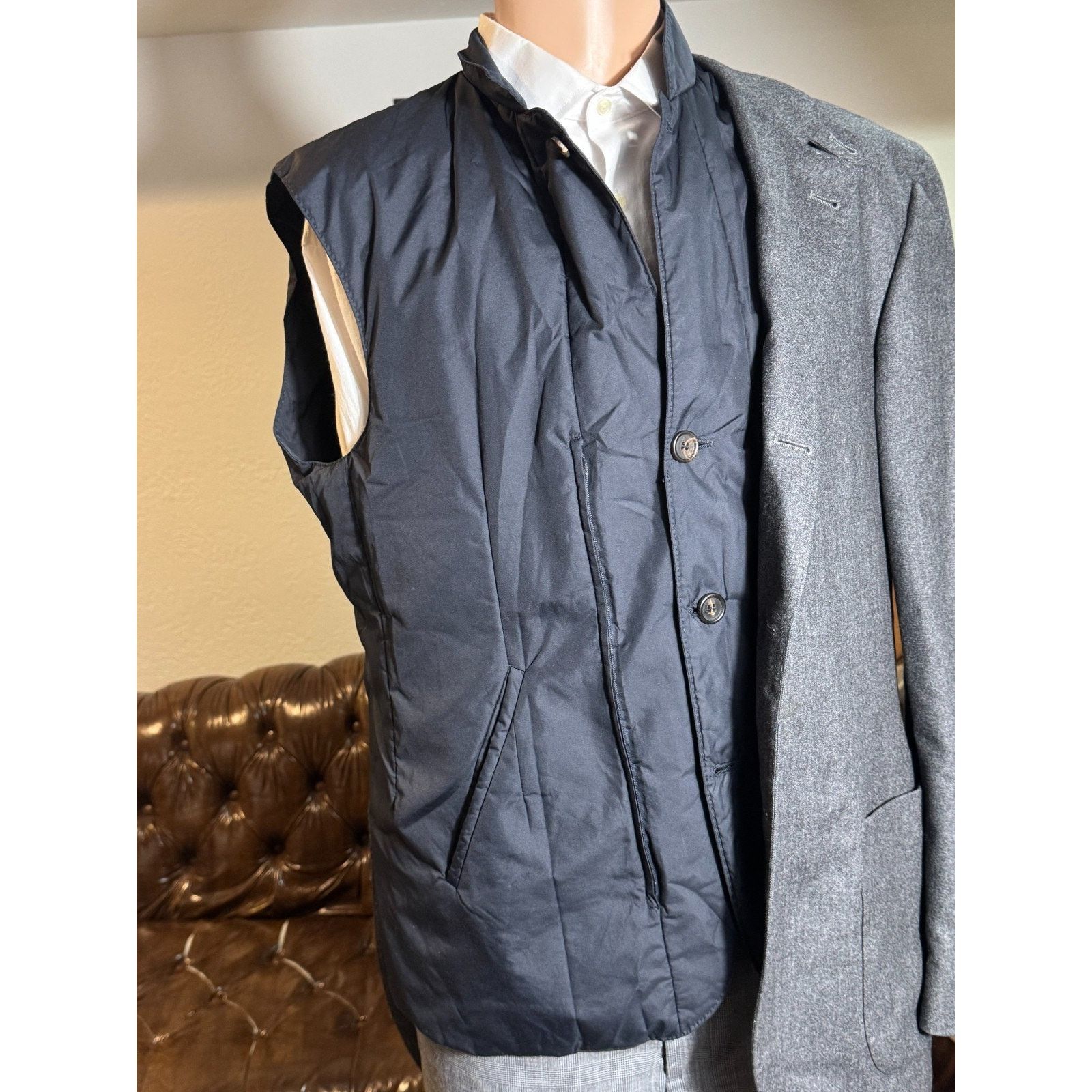 Brunello Cucinelli Brunello Cucinelli Hybrid Gray Cashmere Blazer Nylon Vest 52 Size US L / EU 52-54 / 3 - 5 Thumbnail