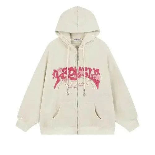 VIBE American Vintage Y2K Letter Embroidery Hoodies Couple Loose Size US M / EU 48-50 / 2 - 3 Thumbnail