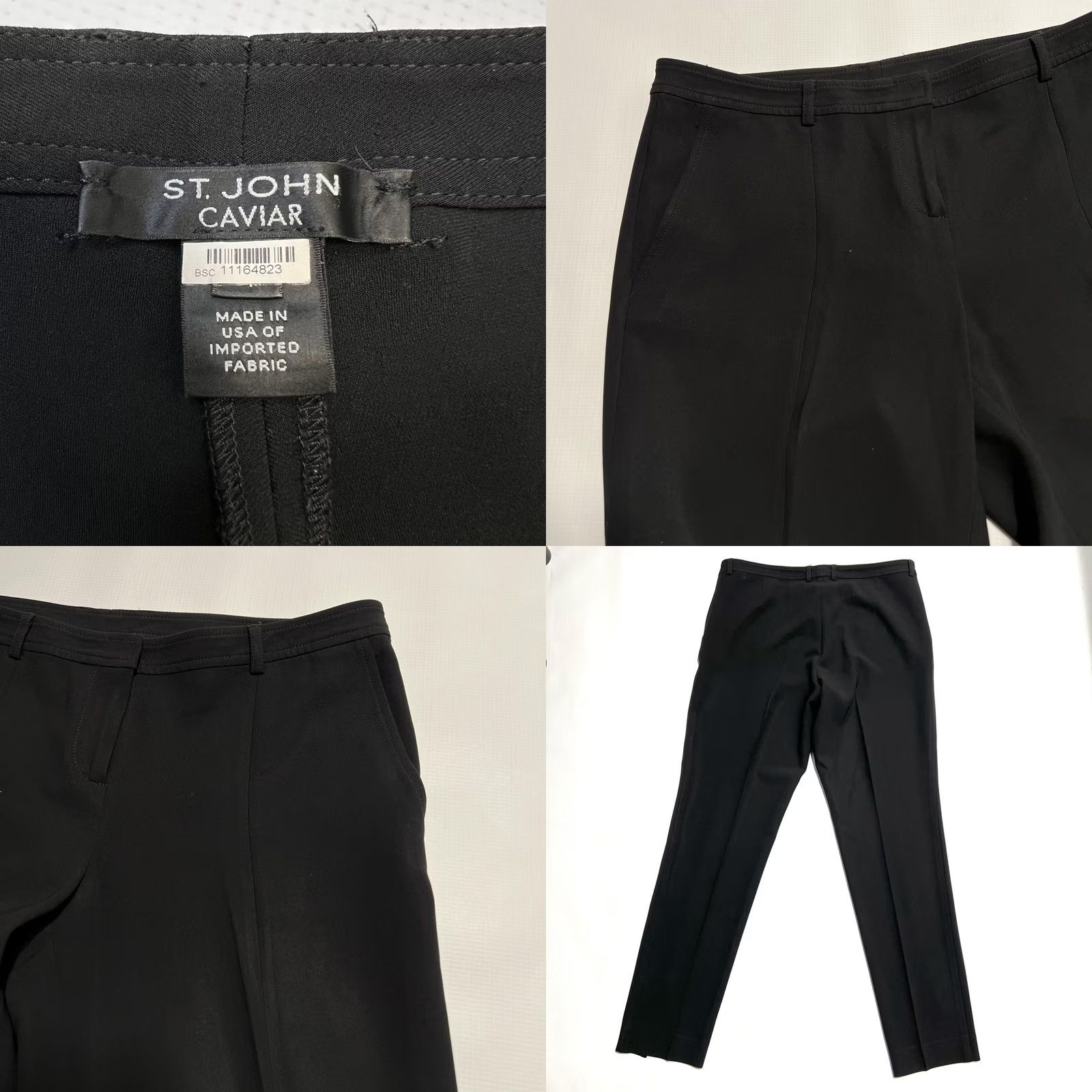 St. John St. John Caviar Pants Womens 6 Black Straight Leg Dress Work Career Size 30" / US 8 / IT 44 - 8 Thumbnail