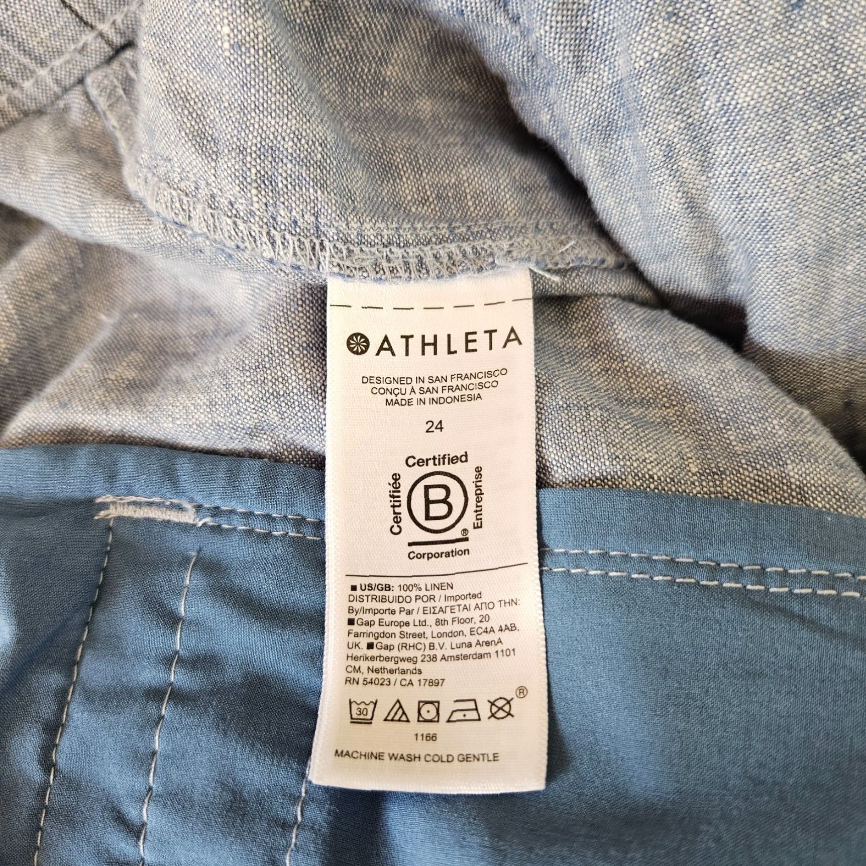 Athleta Athleta Womens Retreat Linen Jogger Plus 24 Blue Pockets High Rise Pants Kid? No Size 42" / US 20 - 6 Thumbnail