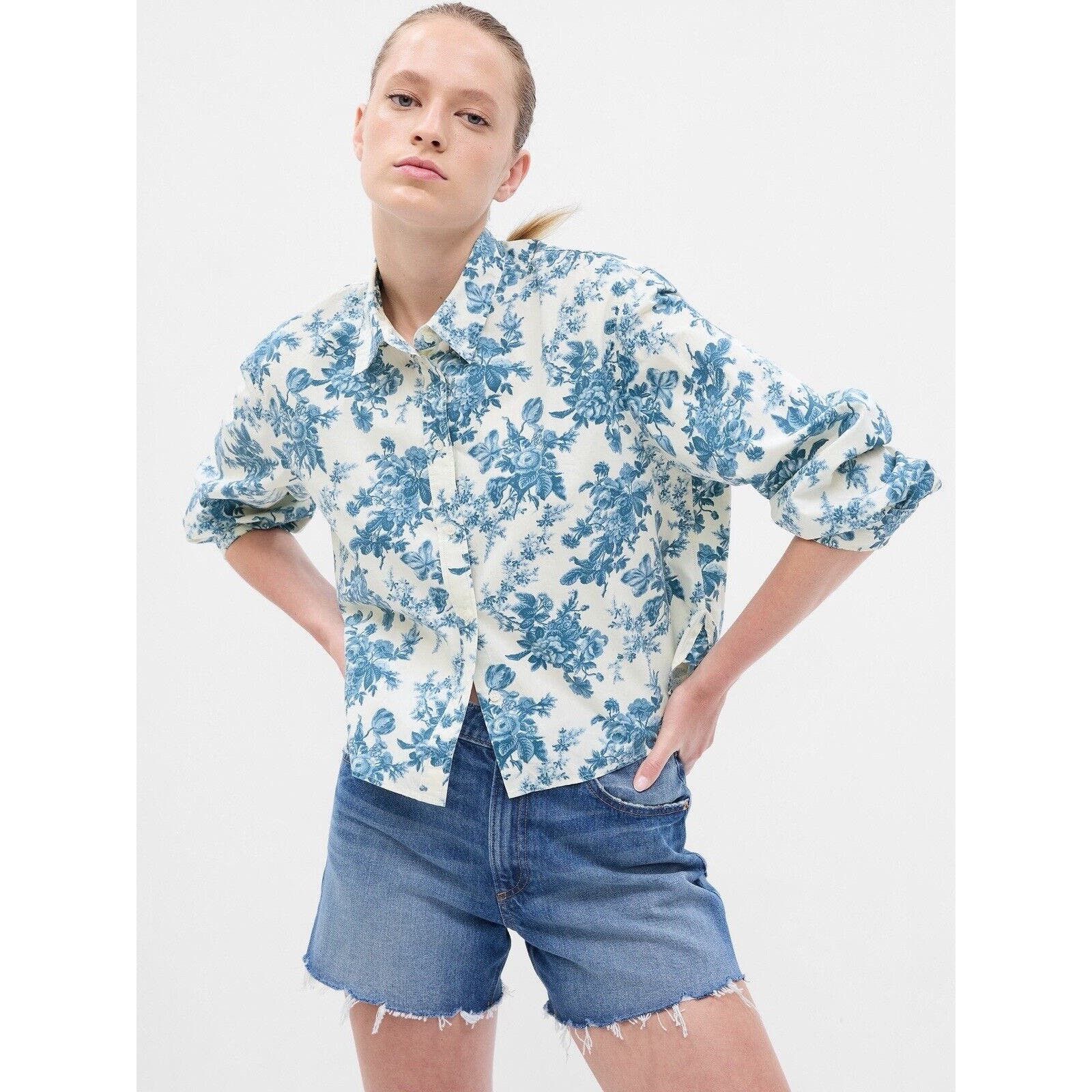 LoveShackFancy Love Shack Fancy x Gap Womens Floral Cropped Button Down ...