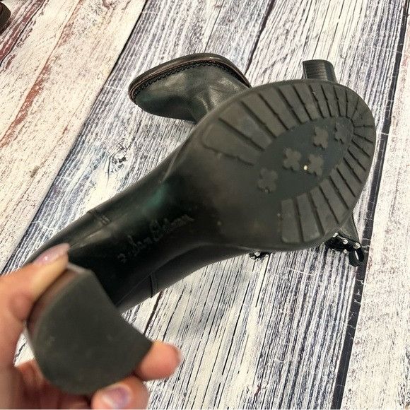 Sam Edelman Sam Edelman Black Leather Studded Heeled Ankle Boots Size US 8.5 / IT 38.5 - 5 Thumbnail