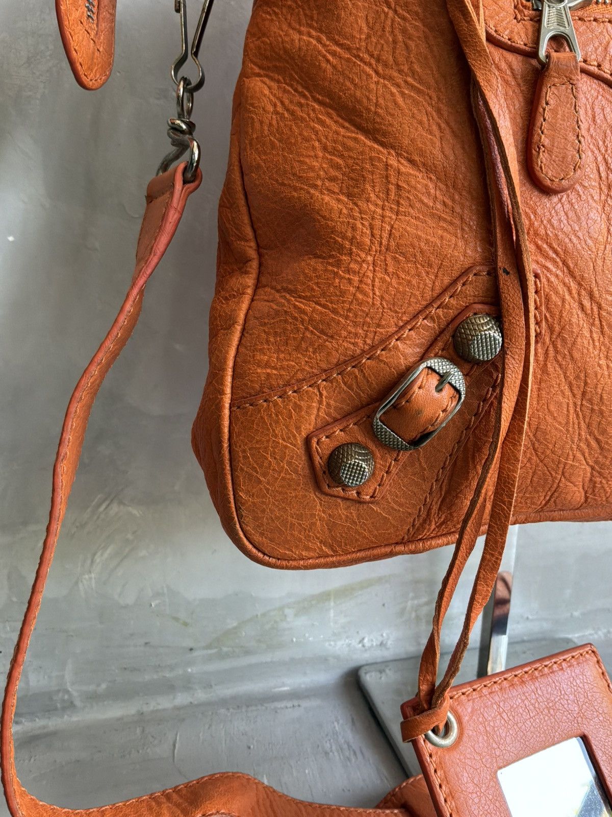 Balenciaga - Motorcyle Town - Orange Lambskin Crossbody Bag