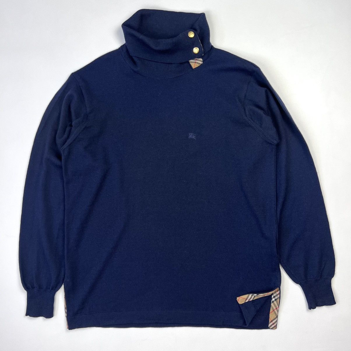Burberry × Vintage Burberrys vintage merino wool roll neck nova check Size L / US 10 / IT 46 - 1 Thumbnail