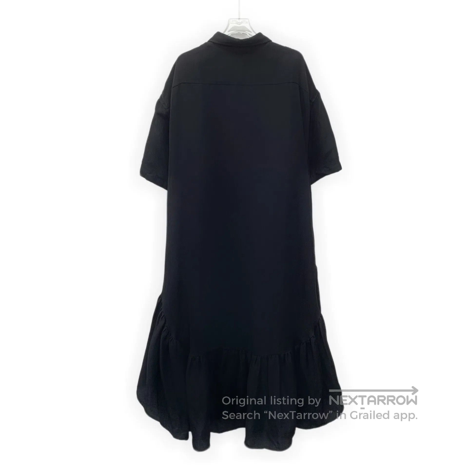 AMI Ami Black Collar Short Sleeve Irregular Hem Dress| Size XS / US 0-2 / IT 36-38 - 2 Thumbnail