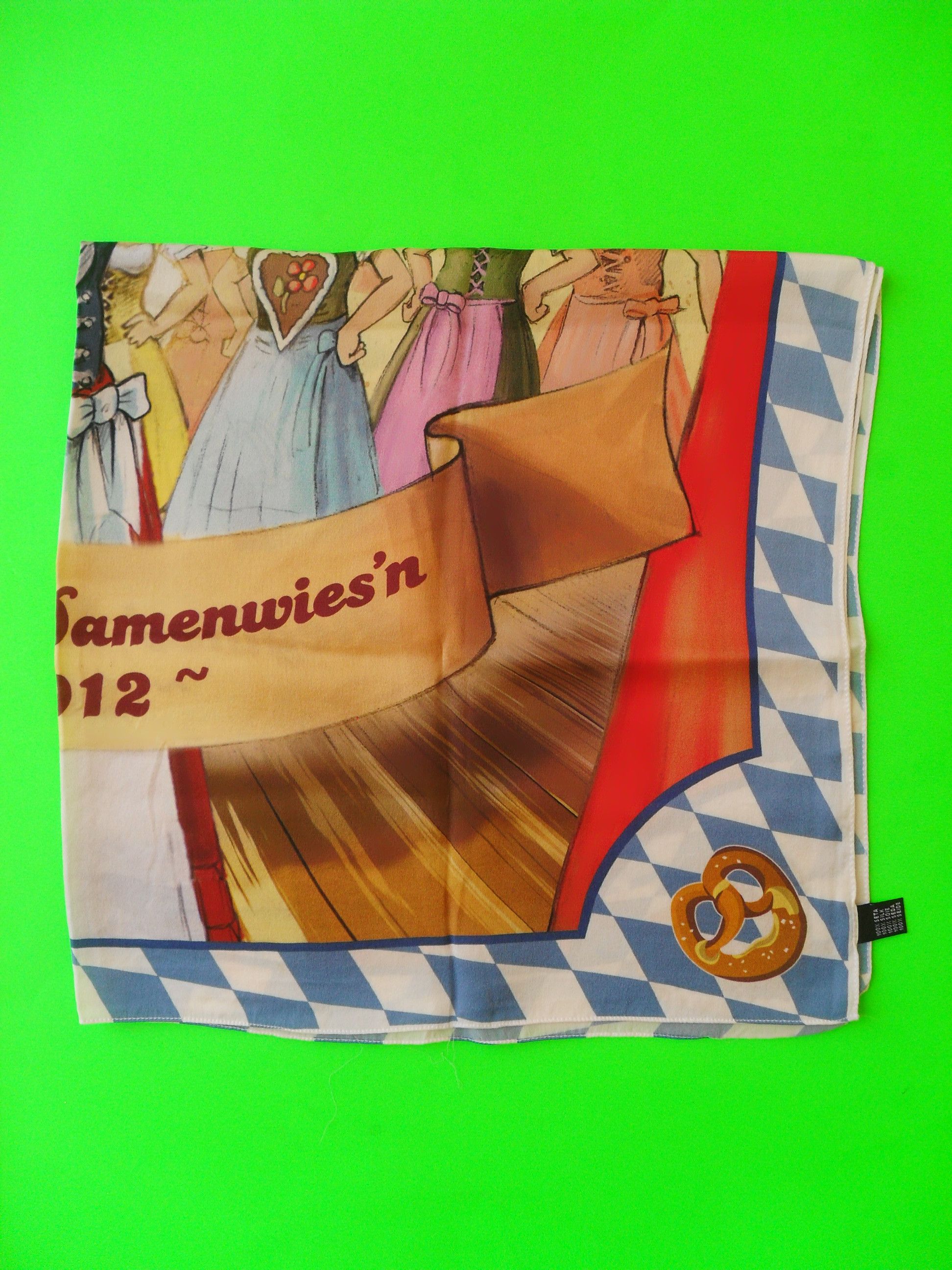 Other Vintage 100% Silk Scarf with an 'Oktoberfest' theme. Size ONE SIZE - 2 Thumbnail