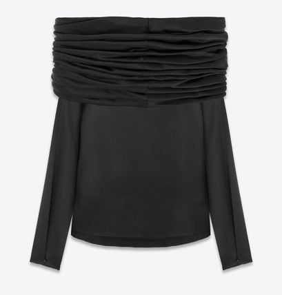 off the shoulder blouse in silk satin crepe