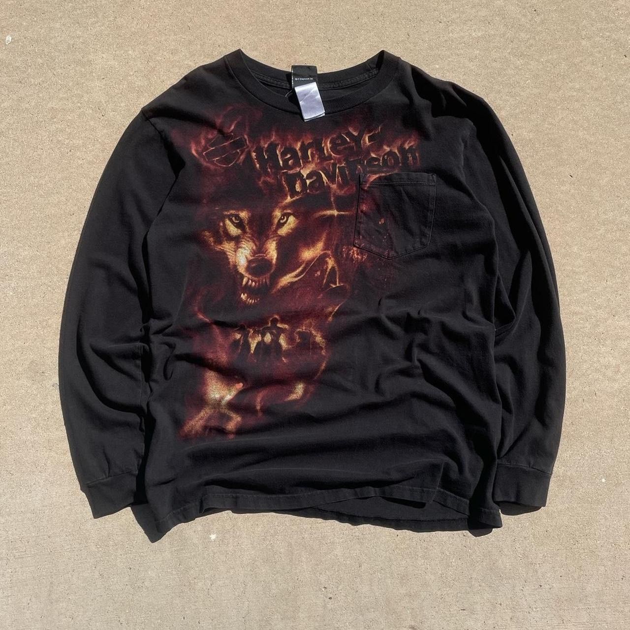 Harley Davidson × Vintage Vintage Y2k Harley Davidson Wolf Long Sleeve Size US L / EU 52-54 / 3 - 1 Thumbnail