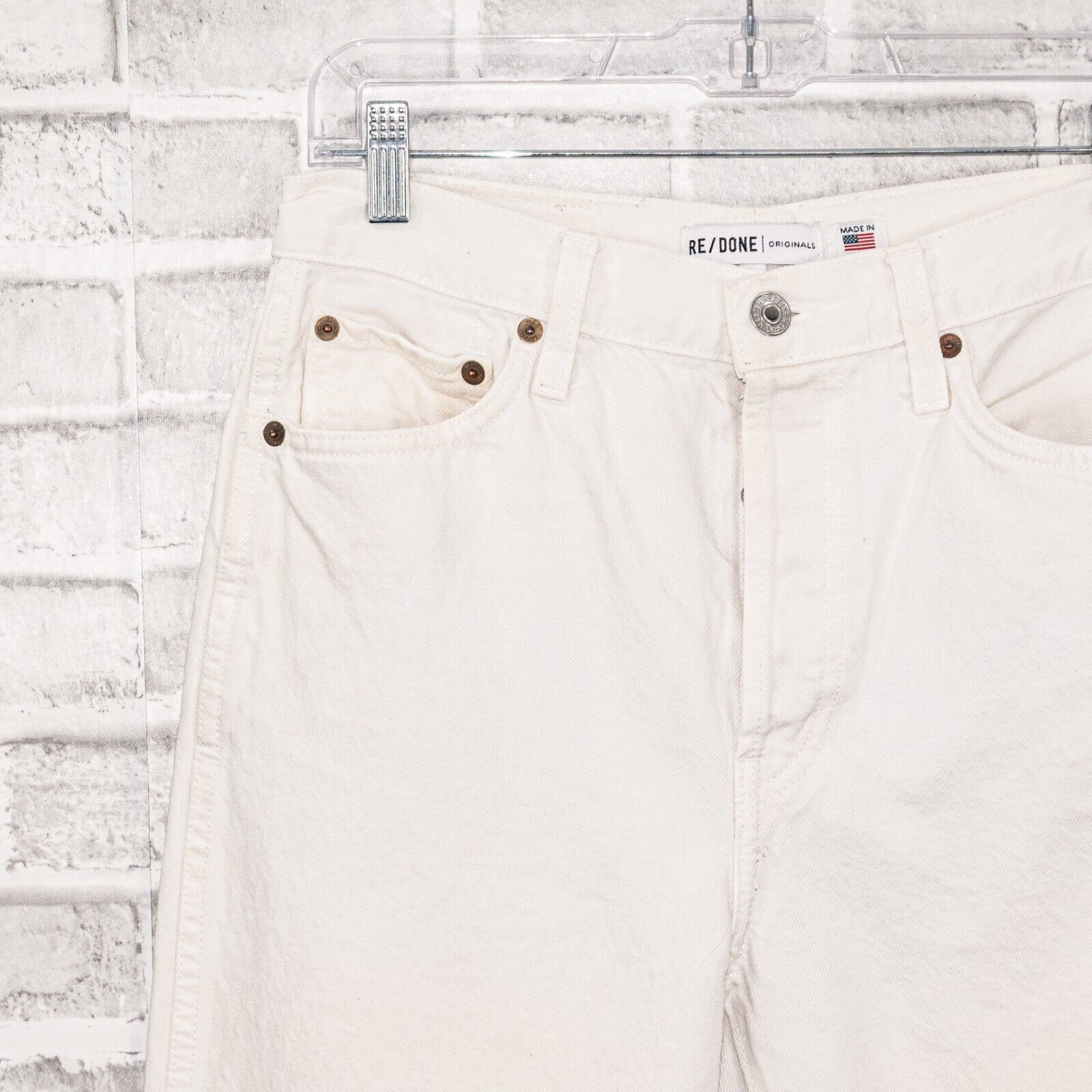 RE/DONE RE/DONE Originals Double Needle Crop Denim Jeans White Size 29" - 7 Thumbnail