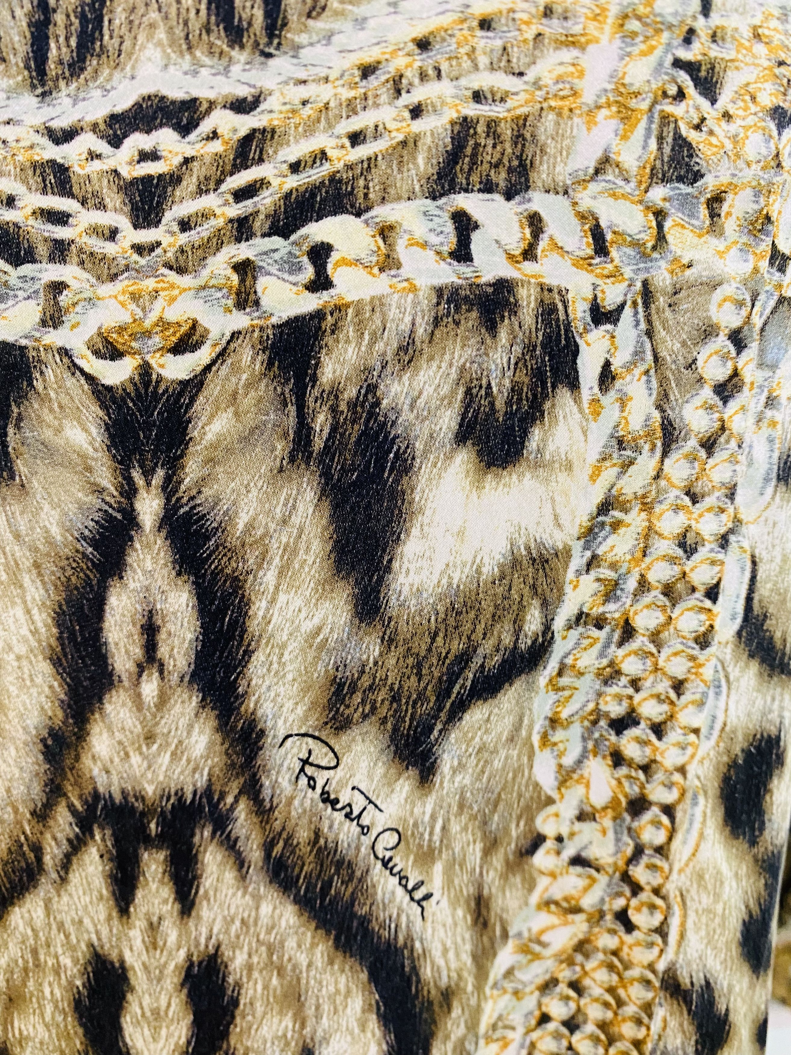 Roberto Cavalli Roberto Cavalli Silk Chain Leopard Lion Corset Top Shirt Size M / US 6-8 / IT 42-44 - 12 Thumbnail