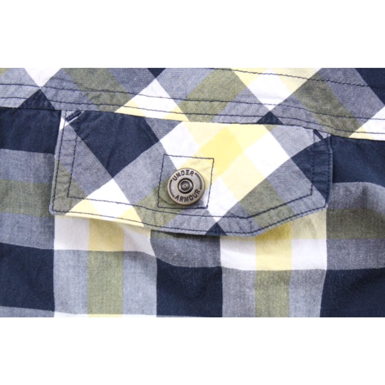 Under Armour Under Armour Shirt Men's XL Short Sleeve Plaid Cotton Preppy Black Yellow White Multicolor Casual Mens Size US XL / EU 56 / 4 - 3 Thumbnail
