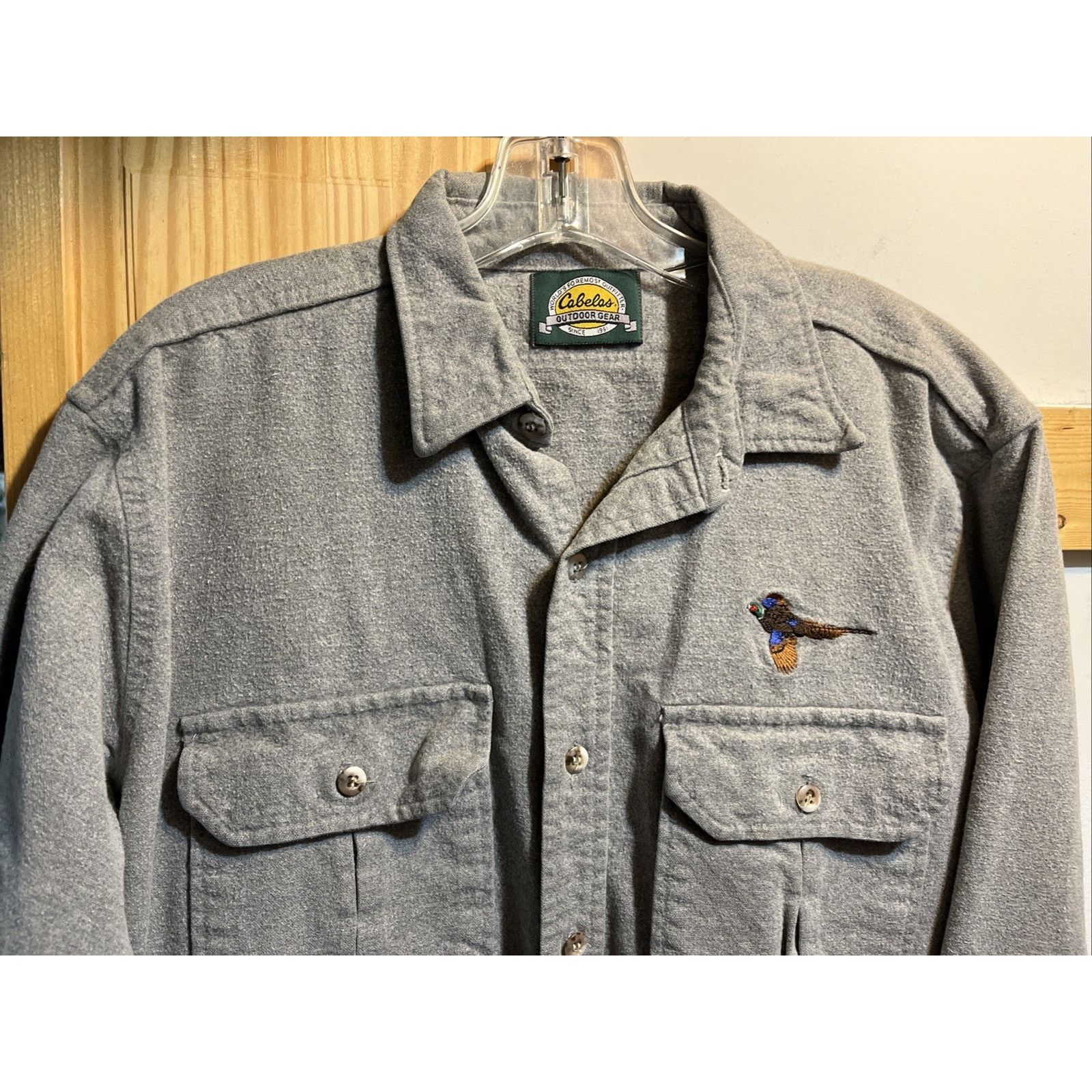 Cabelas VTG Cabelas Shirt Large Gray Chamois Hunting Pheasant Logo Size US L / EU 52-54 / 3 - 5 Thumbnail