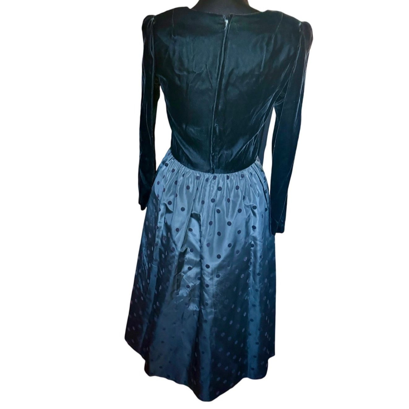 Vintage Vintage 80’s Lanz Black Velvet Polka Dot Taffeta Gown XS Size XS / US 0-2 / IT 36-38 - 2 Thumbnail