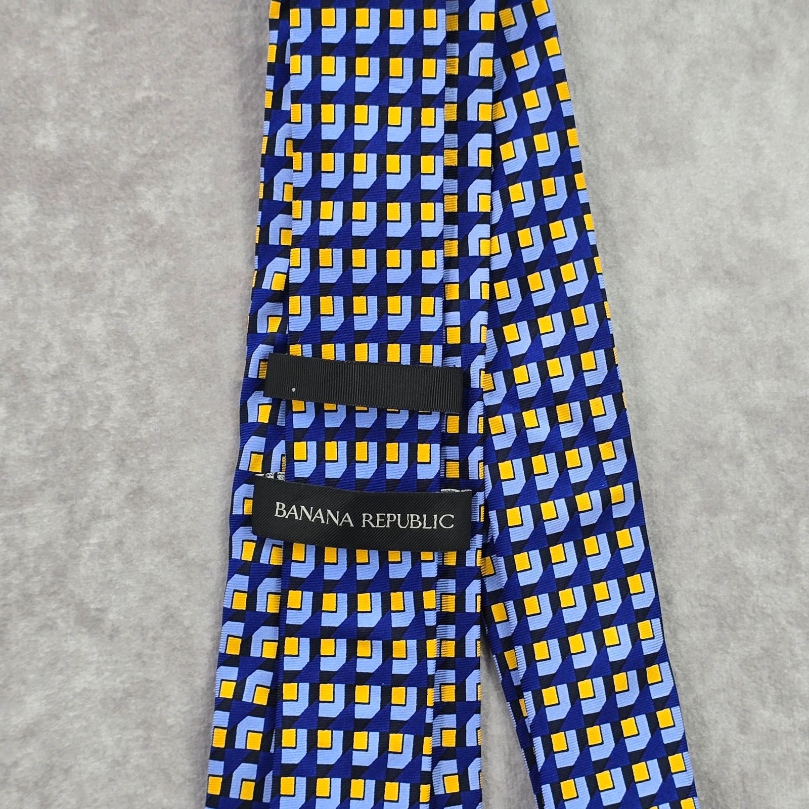 Banana Republic Banana Republic Blue Yellow Square Silk Men's Neck Tie Size 30 - 4 Thumbnail