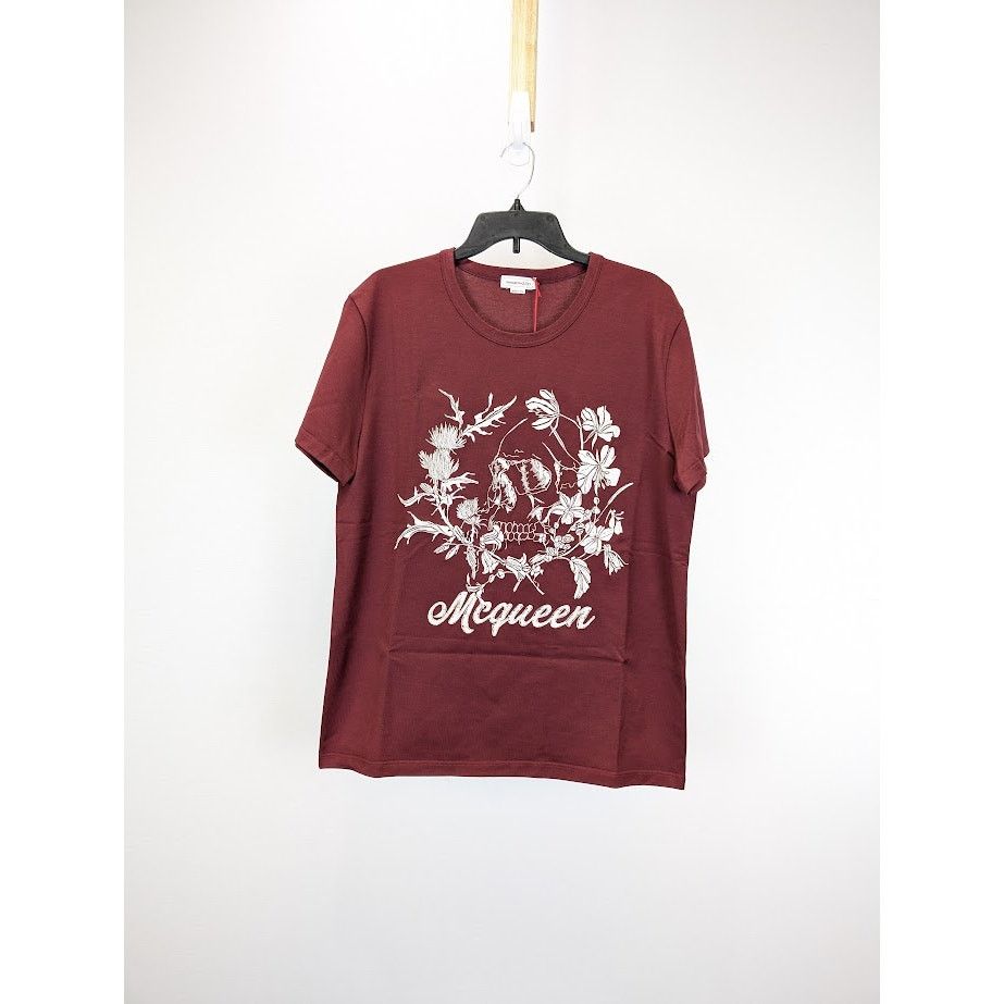 Alexander McQueen o1rshd1 Short Sleeve T-Shirt in Burgundy XL Size US XL / EU 56 / 4 - 1 Thumbnail