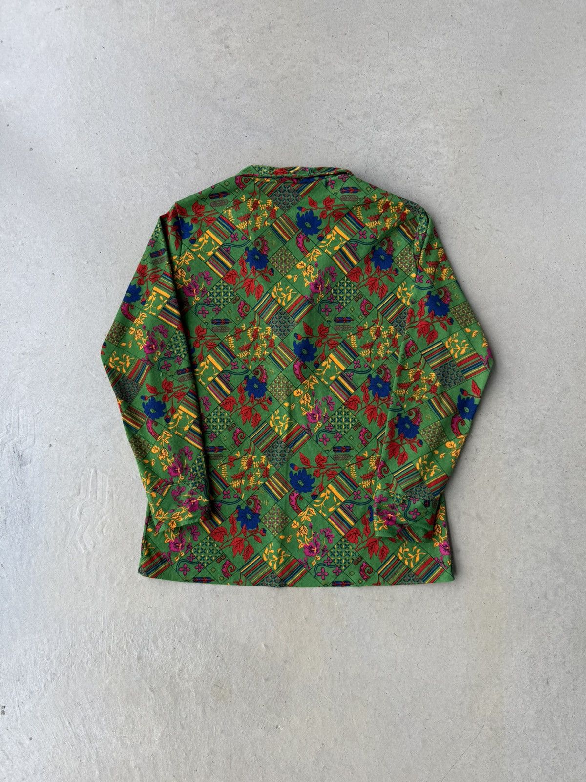 Vintage Vintage 1970s Floral Print Cotton Dress Shirt Size XL / US 12-14 / IT 48-50 - 2 Thumbnail