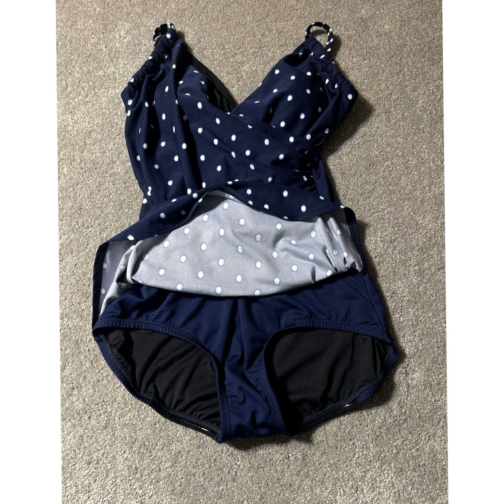 Vintage VINTAGE Gabar One Piece Swimsuit 12 Polka Dot Ruched Pinup Retro Coastal Classic Beach Women XXL? Size ONE SIZE - 4 Thumbnail