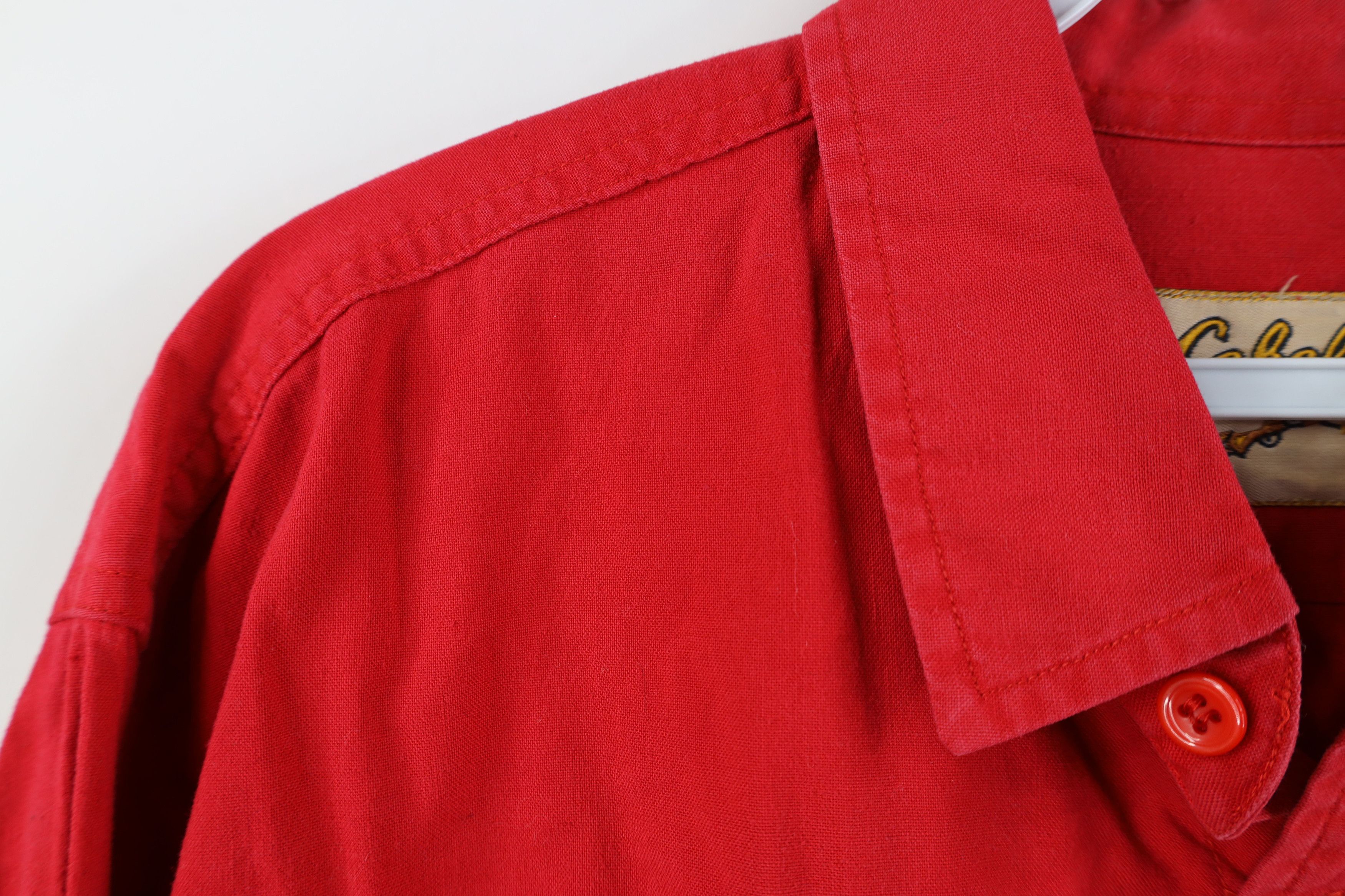 Cabelas Vintage 80s 90s Cabelas Pocket Collared Button Shirt Red Size US L / EU 52-54 / 3 - 5 Thumbnail