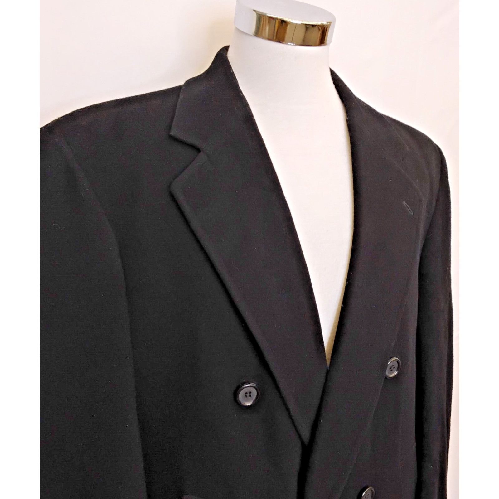 Other Christian Aujard Peacoat Men's 46 Chest Black Cashmere Blend Size US L / EU 52-54 / 3 - 4 Thumbnail