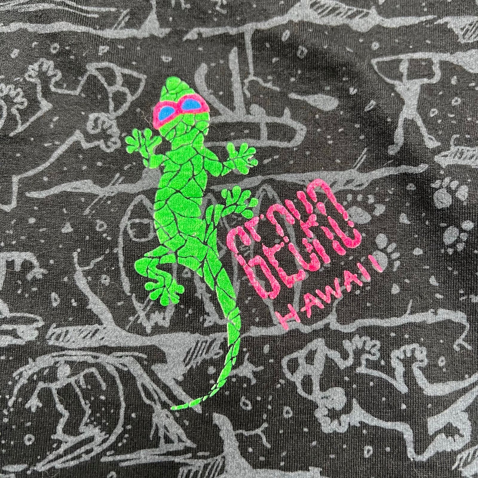 Vintage Vintage 90s GECKO HAWAII T-Shirt Black All Over XL USA made Size US XL / EU 56 / 4 - 2 Thumbnail