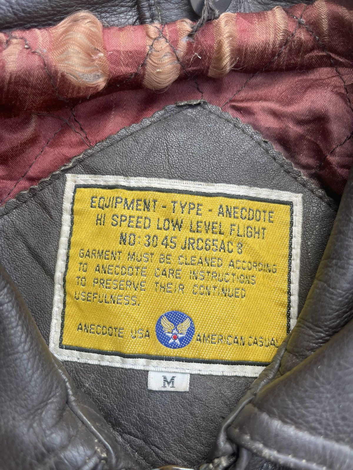 Vintage Vintage 90s Anecdote USA Leather Flight Jacket A-2 Bomber Size US M / EU 48-50 / 2 - 3 Thumbnail