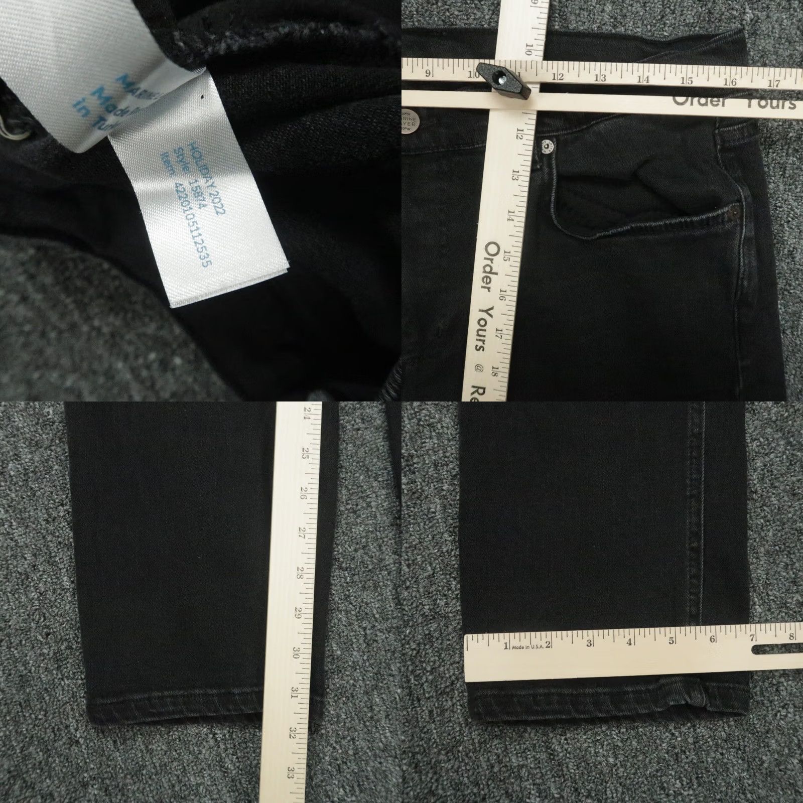 Marine Layer Marine Layer Jeans Mens 33x32 Black Slim 5-Pocket Denim Straight Jeans Size US 33 - 8 Thumbnail