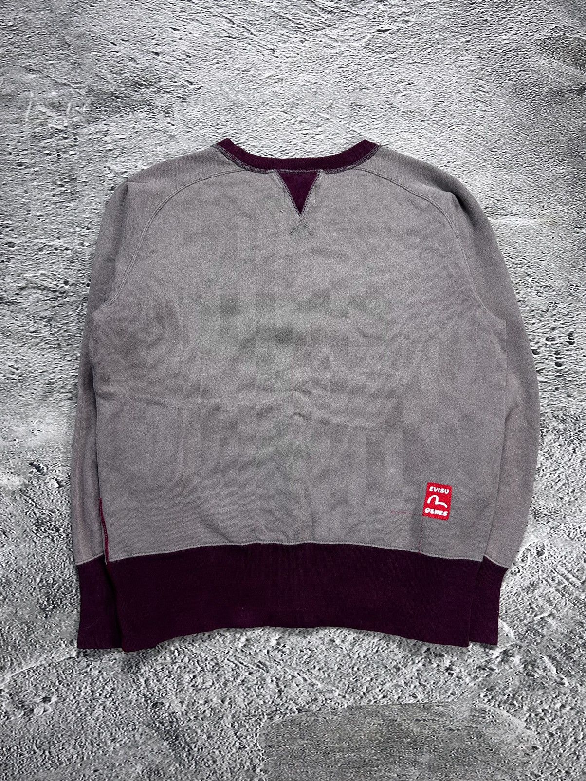 Evisu sweatshirt big logo spell out grey burgundy