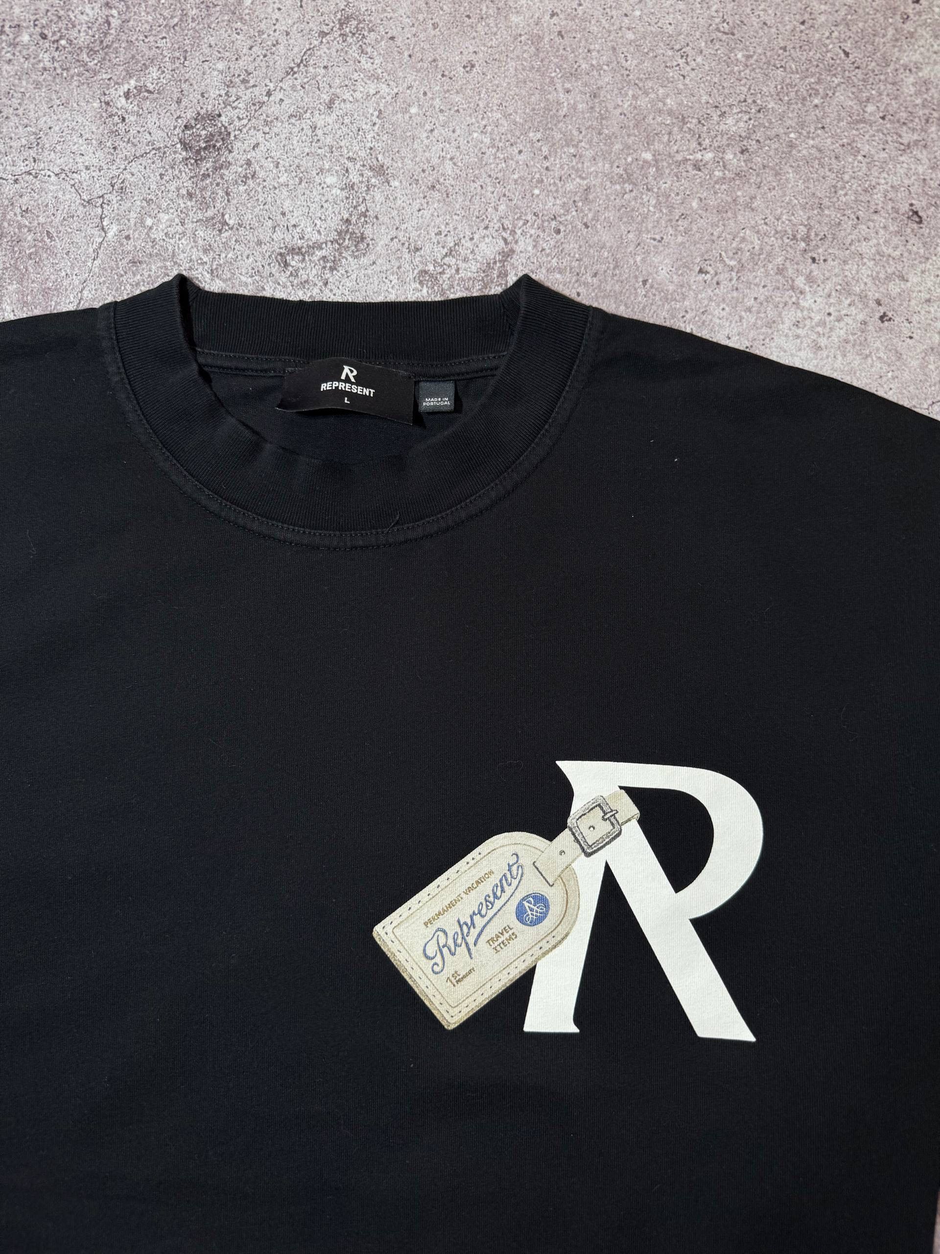 Represent Clo. Represent Permanent Vacation Black Big Printed Logo T-shirt Size US L / EU 52-54 / 3 - 5 Thumbnail