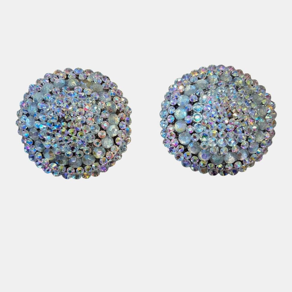 Handmade AB Glass & Acrylic Rhinestone Circle Pasties Size 2 3/4" Size ONE SIZE - 1 Thumbnail