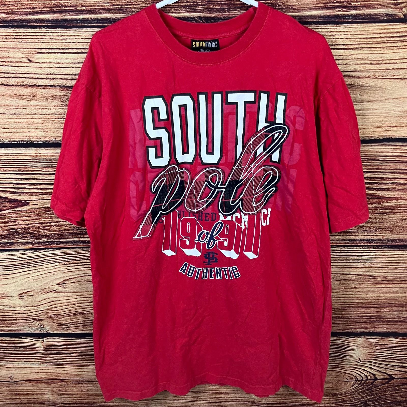 Southpole × Vintage Y2k Southpole Big Logo Red Short Sleeve T-shirt Size US XL / EU 56 / 4 - 2 Thumbnail