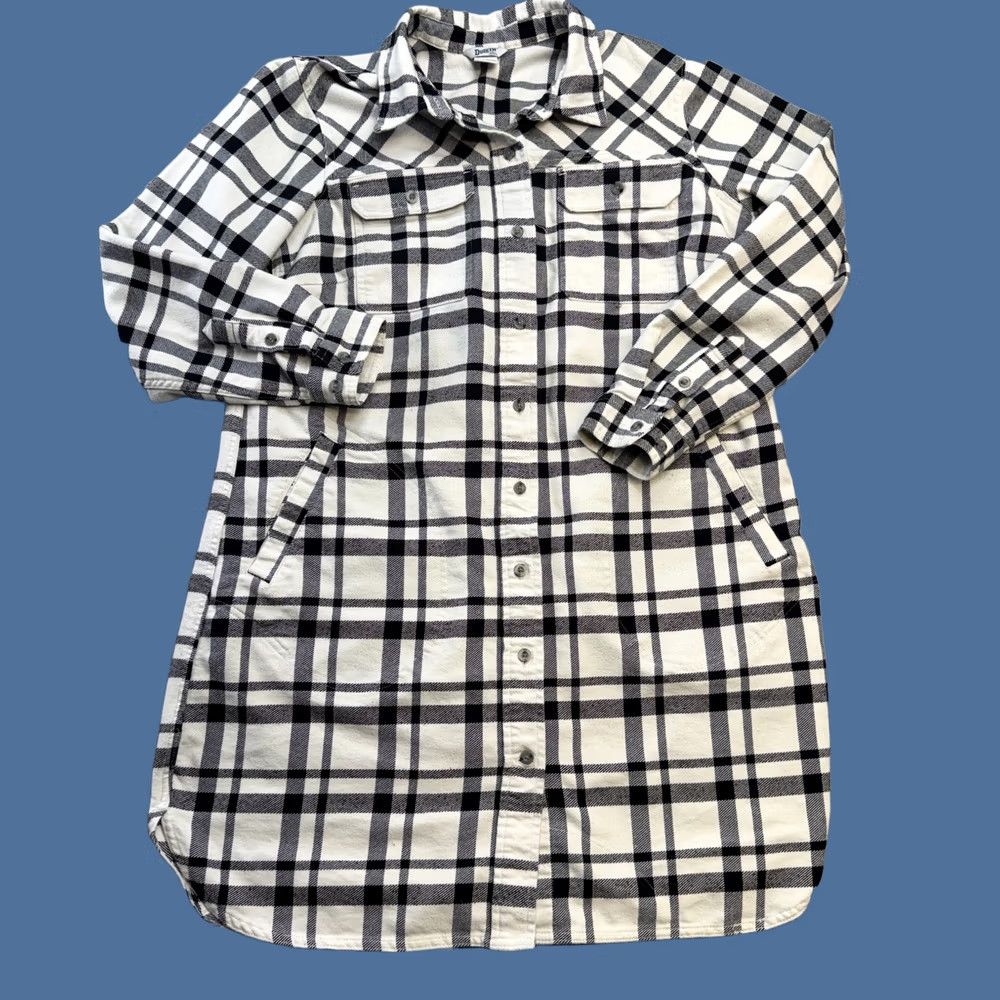 Vintage Duluth Flannel Duster Shirt Womens L White Plaid Pockets Button-Up Casual Workwear Vintage No Size L / US 10 / IT 46 - 1 Thumbnail