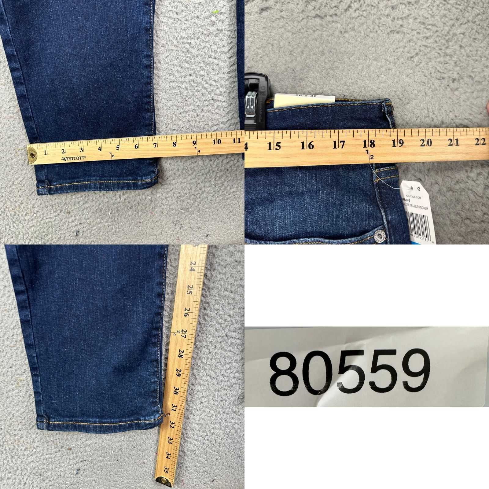 Nautica VINTAGE Nautica Jeans Slim Fit Mens 36X32 Blue Distressed Tapered Leg Stretch Denim NEW Size US 36 / EU 52 - 8 Thumbnail