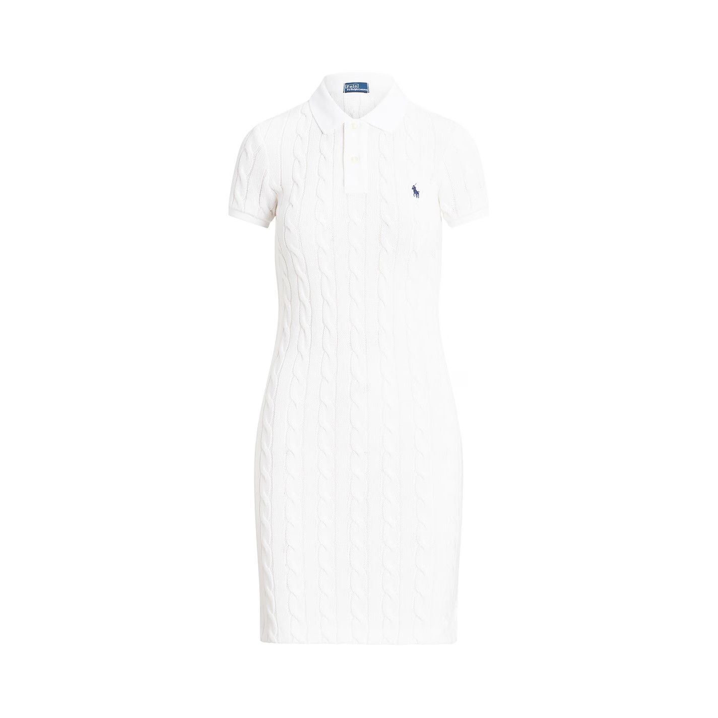 Polo Ralph Lauren o1g2r1mq0825 Cable Knit Polo Dress in White Size L / US 10 / IT 46 - 1 Thumbnail