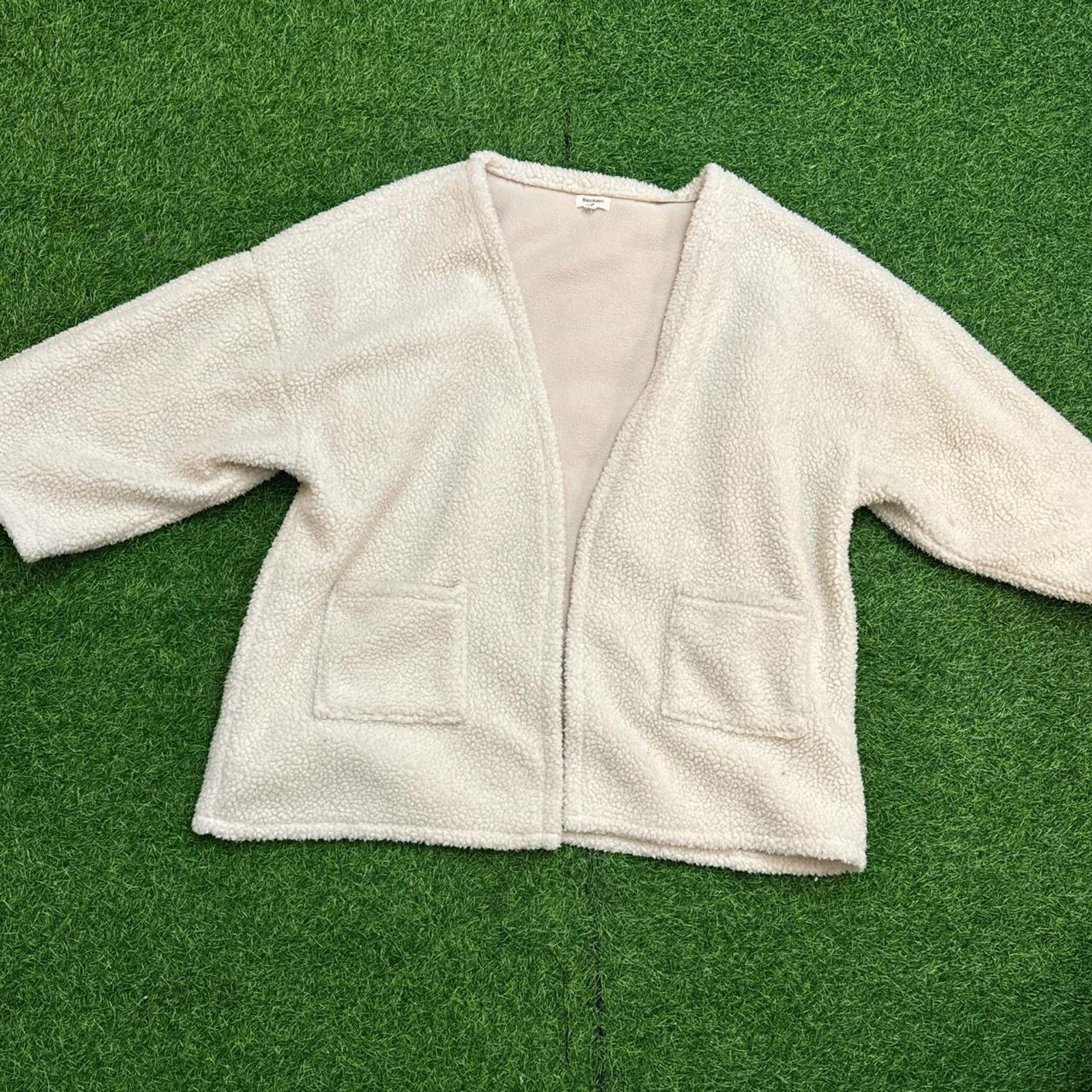 Other World Market Cream Sherpa Open-Front Cardigan Size ONE SIZE - 1 Thumbnail